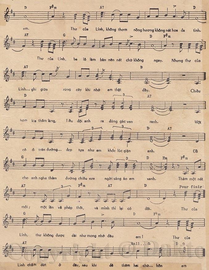 Sheet nhạc Tình Thư Của Lính 2